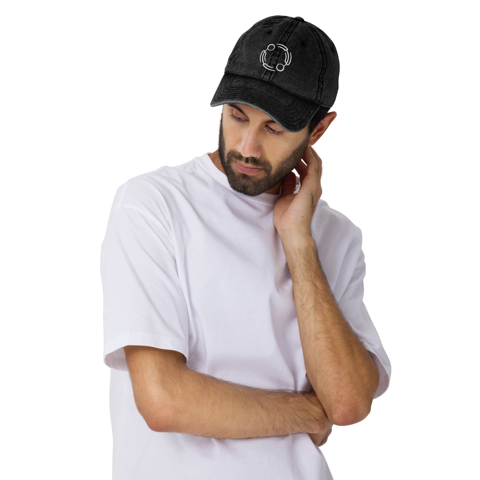 SOWASA vintage embroidered snapback cap - front view - Black
